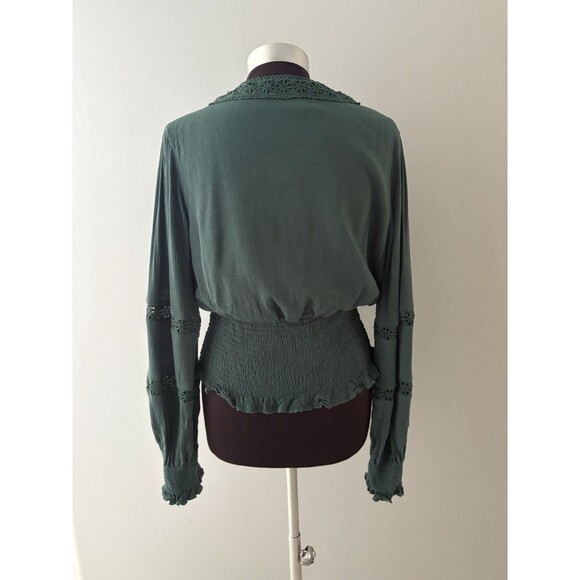 Scarlet Darkness Top Size Large Green Peasant Dark Romance Renaissance Goth - Picture 4 of 15